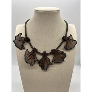 Sarah Cavender Mesh‎ Metalworks Necklace Five Leaf Ginkgo Dark Finish Artisan